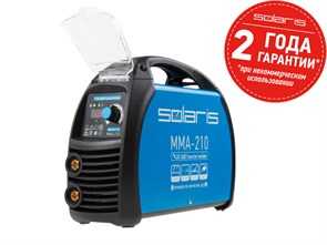 Инвертор сварочный SOLARIS MMA-210 (230В; 20-210 А; 70В; электроды диам. 1.6-4.0 мм; вес 3.8 кг)